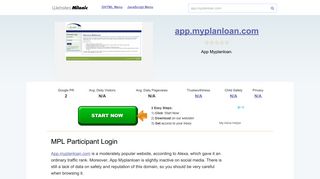 App.myplanloan.com website. MPL Participant Login.