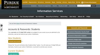 Accounts & Passwords: Students – Information Services