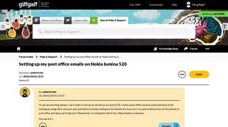Setting up my post office emails on Nokia lumina 5... - The giffgaff ...