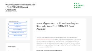 www.mypremiercreditcard.com - First PREMIER Bank & Credit card ...