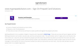 www.myprepaidsolution.com – Sign On Prepaid Card Solutions