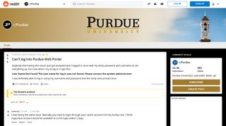 Can't log into Purdue Web Portal : Purdue - Reddit