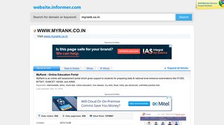 myrank.co.in at WI. MyRank - Online Education Portal - Website Informer