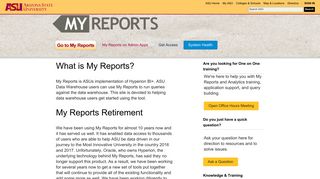 My Reports - Welcome - ASU