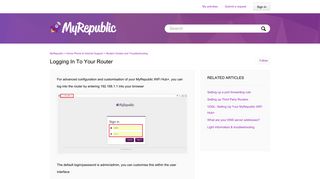 Logging in to your router – MyRepublic