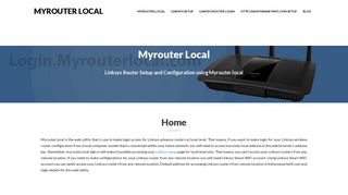 myrouter.local | Linksys Router Login Access