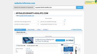 mysales.bharti-axalife.com at WI. :: Bharti AXA Life :: - Website Informer
