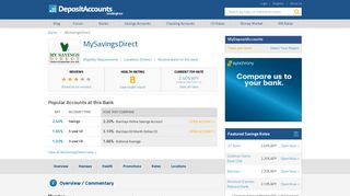 MySavingsDirect Reviews and Rates - Deposit Accounts
