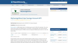 MySavingsDirect Ups Savings Account APY - Deposit Accounts