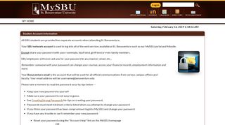 Student Account Information - MySBU - St. Bonaventure University