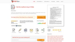 Fillable Online mySierra log in FAQs Fax Email Print - PDFfiller
