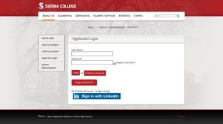 Applicant Login - Sierra College - Job Opportunities