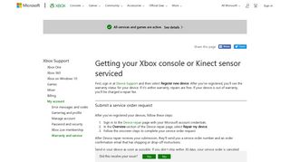 Create Xbox Console or Kinect Service Order | Xbox Repair