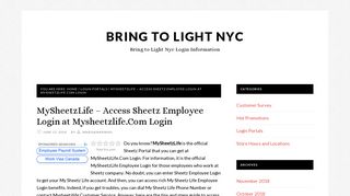 MySheetzLife – Access Sheetz Employee Login at Mysheetzlife.Com ...