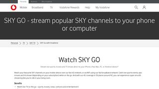 SKY GO - stream popular SKY channels to your phone ... - Vodafone NZ