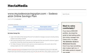 www.mysodexosavingsplan.com - Sodexo 401k Online Savings Plan