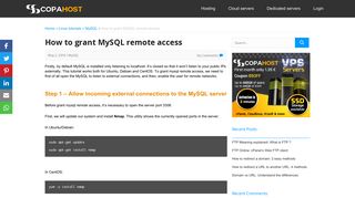 How to grant MySQL remote access - Copahost