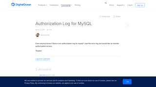 Authorization Log for MySQL | DigitalOcean