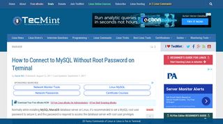 How to Connect to MySQL Without Root Password on Terminal - Tecmint