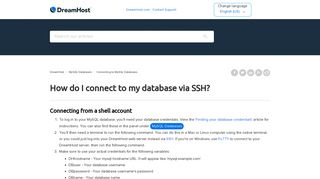 How do I connect to my database via SSH? – DreamHost
