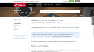 Connect to a MySQL database remotely - Rackspace Support
