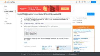 Mysql logging in even without providing password - Stack Overflow