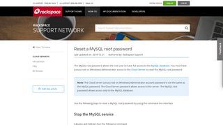Reset a MySQL root password - Rackspace Support