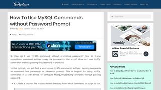 How To Use MySQL Commands without Password Prompt – TecAdmin
