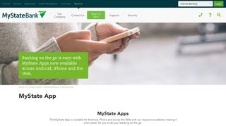 MyState > About Us > Ways to Bank > Mobile Banking > MyState App