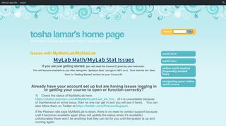Issues with MyMathLab/MyStatLab | Tosha Lamar's Home Page