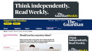 Would you be a mystery diner? | Life and style | The Guardian