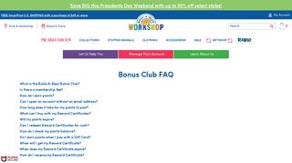 Bonus Club FAQ - Build-A-Bear