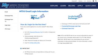 MTSU Email Login Information | Middle Tennessee ... - Murfreesboro