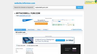 mytacobell.yum.com at WI. MyTacoBell Login - Website Informer