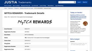 MYTCA REWARD$ Trademark of The Cleaning Authority LLC ...