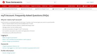 myTI Account: Frequently Asked Questions (FAQs) - Texas Instruments