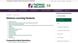 Distance Learning Students | Thomas Nelson Community College