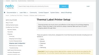 Thermal Label Printer Setup - Neto