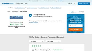 Toll Brothers - ConsumerAffairs.com