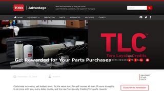 Get Rewarded for Your Parts Purchases - Toro Advantage