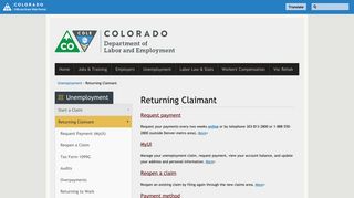Returning Claimant | Colorado Department of Labor and Employment