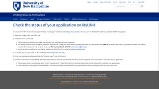 Check the status of your application on MyUNH | Undergraduate ...