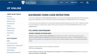 Blackboard Course Login Instructions - University of Toledo