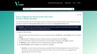 How do I Migrate from Myvisiononline (My Vision Online ... - Vision Help