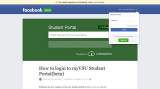How to login to myVSU Student Portal(beta) | Facebook