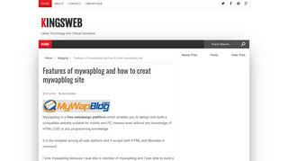Features of mywapblog and how to creat mywapblog site - KINGSWEB