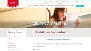 Schedule an Appointment | Writing Center | Carthage College