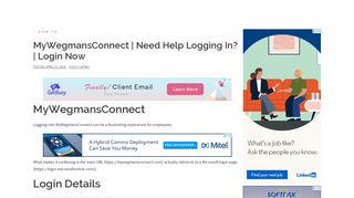 MyWegmansConnect | Need Help Logging In? | Login Now