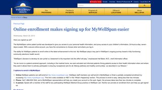 Online enrollment makes signing up for MyWellSpan easier ...