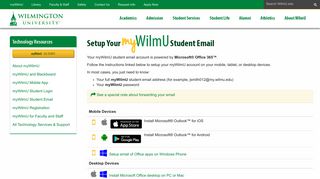 myWilmU Student Email Device Setup | Wilmington University